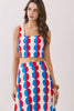 Retro Print Crop Top & Midi Skirt Set |  Red