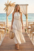 Cutwork Lace Trimmed Maxi Dress | Ecru