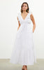 Poplin V-Neck Shirred Maxi Dress | White
