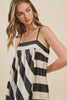 Flowy dress with adjustable straps | black and white stripe
