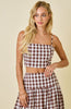 Gingham top & skirt set | brown and white