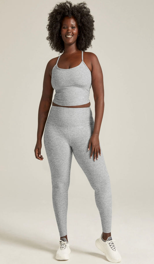 Spacedye Caught In The Midi High Waisted Legging | Silver Mist