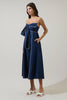 Viona Contrast Empire Midi Dress |  Navy & White