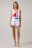 Sailboat Square Neck Tank Top | White Multi