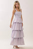Smocked Bodice Waist Tie Tiered Maxi Dress | Pink