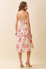 Toile Abstract Print Deep Split Neck Halter Midi Dress: Burgundy