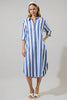 Jordy Striped Shirt Midi Dress | Blue & White