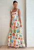 Tropical Print Maxi Swing Beach Dress