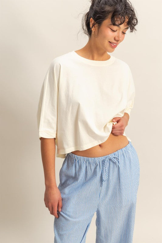 Flowy Bat Wing Sleeves Knit Top | Off White