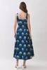 Floral Border Trim Square Neck Midi Dress | Navy