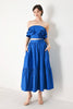 Solid Woven Midi Skirt | Blue