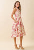 Toile Abstract Print Deep Split Neck Halter Midi Dress: Burgundy