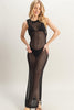 Open Back Bodycon Coverup Maxi Dress | Black