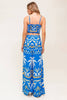 Printed Woven Crop Top and Pant Set | Blue
