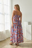 Smocked Bodice Print Midi Dress | Blue Multi