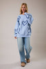 Long Sleeve Round Neck Heart Printed Sweater | Pink & Fuchsia