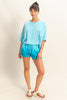 Flowy Bat Wing Sleeves Knit Top | Aqua