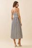 Striped Fitted Ruched Bodice Midi Dress: Black
