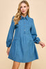 Denim Flat Felled Seam Shirt Dress | Denim Blue