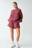 Flex Terry Long-Sleeve & Shorts Lounge Set | Rosewood