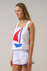 Sailboat Square Neck Tank Top | White Multi