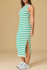 Isla Striped Midi Dress | White & Green