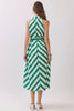 Striped Sleeveless Collared Midi Shirt Dress | Green