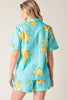 Printed Woven Top and Short Set | Turquoise