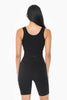 Ribbed Seamless Scoop Neck Tank Top: BLACK