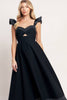 Solid Woven Midi Dress | Black