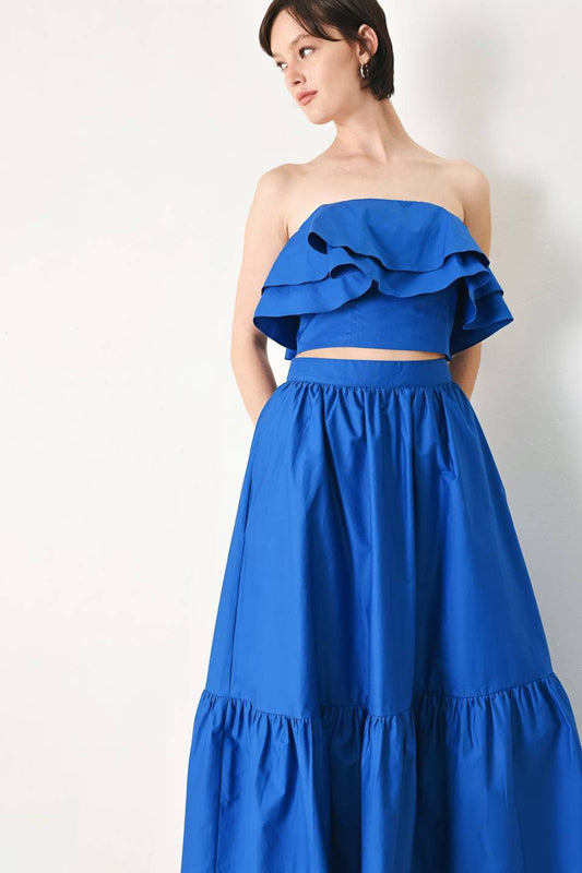 Solid Woven Tube Top | Blue