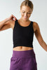 Ribbed Scoop-Neck Built-in-Bra Tank Top | Black