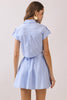 Striped Shirt Style Side to Back Cutout Mini Dress | Light Blue