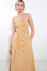 Strapless Solid Woven Midi Dress | Beige