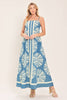 Printed Woven Maxi Dress | Washed Blue
