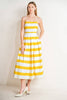 Printed Woven Midi Dress | White & Yellow