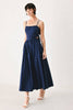 Solid Woven Midi Dress | Navy