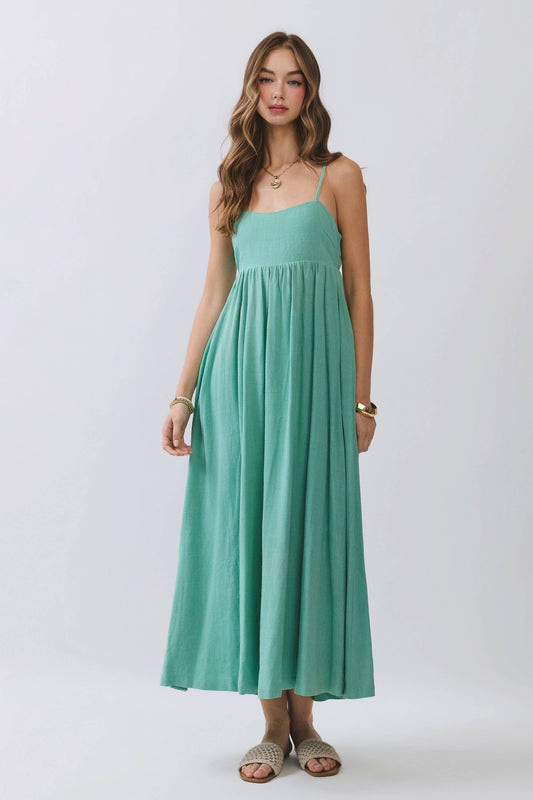 Open Back Tie Strap Detail Maxi Dress | Mint
