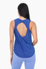 Sheer Striped Mesh Active Tank with Cut-Out Back: BLUE