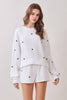Elastic Waistband Star Motifs Detail Knit Short | White