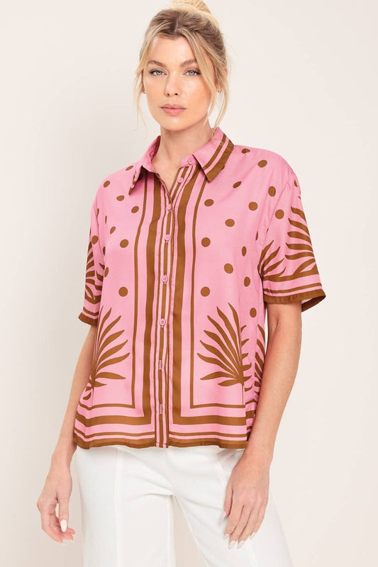 Printed Woven Top | Mauve