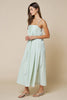 Stripe Print Pleated Spaghetti Straps Maxi Dress  Cream & Matcha