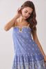 Contrast Straps Embroidered Detail Mini Dress | Blue
