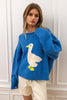 Animal Intarsia Cozy Knit Pullover | Sky Blue