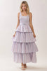 Smocked Bodice Waist Tie Tiered Maxi Dress | Pink