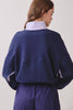 Color Block Mock Neck Contrast Poplin Pullover | Navy