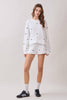 Allover Star Embroidery Drop Shoulder Sweatshirt | White
