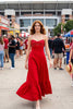 Corset Inspired Maxi Dress with Braided Shoulder Strap | Red