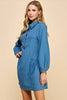 Denim Flat Felled Seam Shirt Dress | Denim Blue