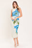 Floral Mesh Midi Dress | Ivory & Blue